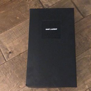 Empty Saint Laurent shoebox with shoe bag.